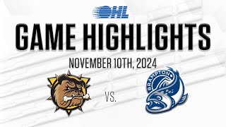 OHL Highlights: Brantford Bulldogs @ Brampton Steelheads Nov. 10, 2024