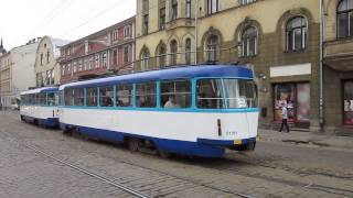 Rīga: Krišjāņa Barona iela - Matīsa iela. Trams no. 57147, 51691 + 51701