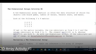 JAVA - Lesson #96 - APCSA - 2D Array Activity #1