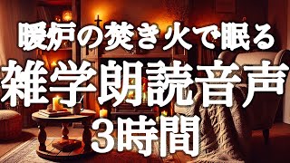 【睡眠用】暖炉の焚き火で眠る🔥リラックスできる雑学朗読３時間【焚き火の音＆癒しのBGM付き（途中広告なし）】