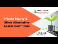 PE Certificate a joint initiative of HEC Liège Luxembourg and the LPEA