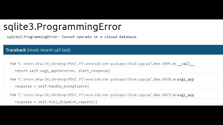 sqlite3 Programming Error: Cannot operate on a closed database | Python | Sqlite3 | Aryadrj | IT
