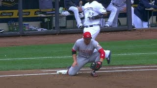 CIN@MIL: Carter is ruled safe and the Reds challenge