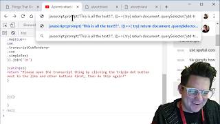 get YouTube Transcript text -- How to code a JavaScript Bookmarklet