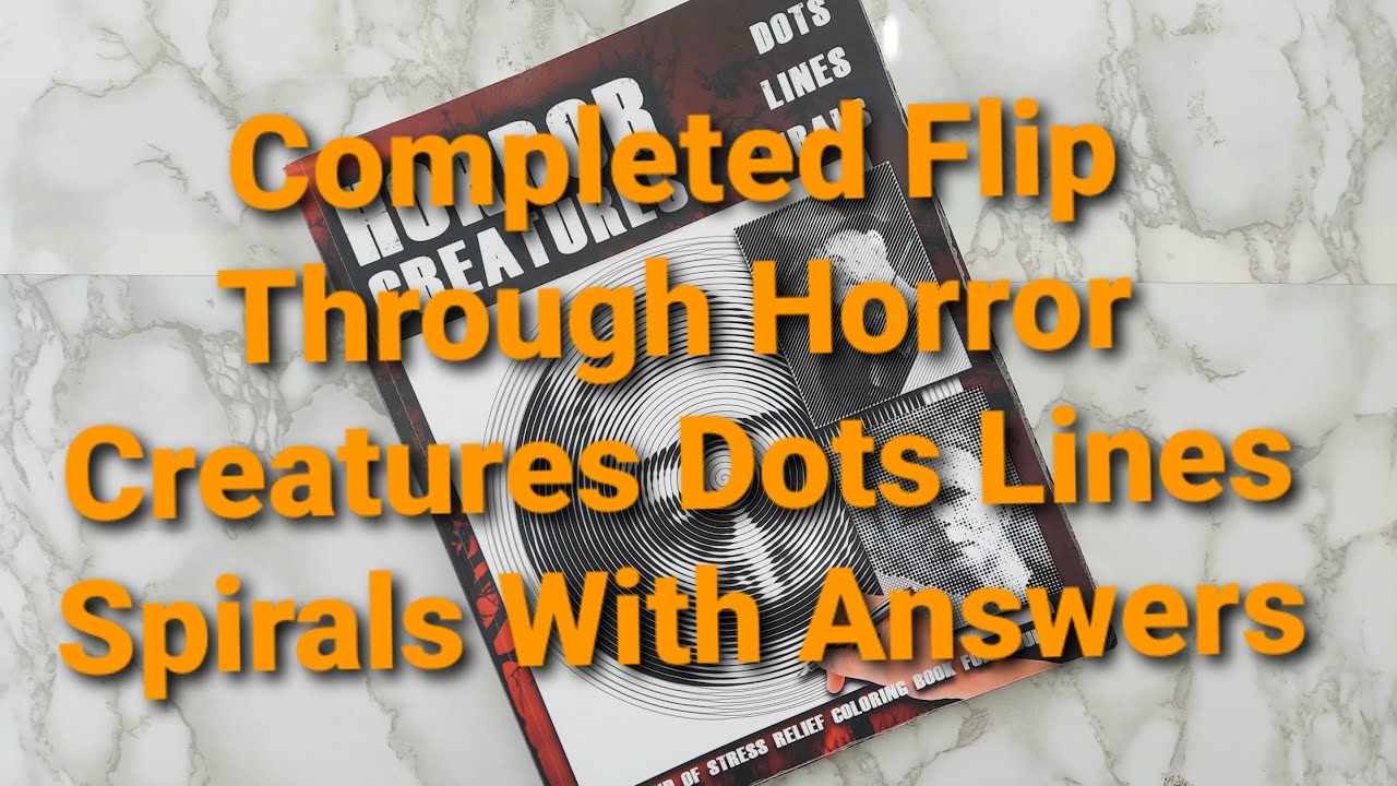 9 Completed Coloring Book Horror Creatures Dots Lines Spirals With