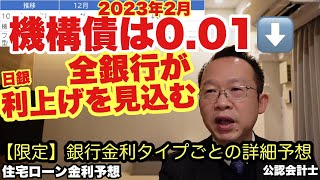 2023年2月機構債は下がったが？全銀行が日銀の利上げを期待している住宅ローン動向とは【金利予想】