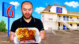 Eating At Motel 6 For 24 HOURS! Cheap Hotel CHALLENGE!