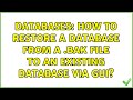 Databases: How to restore a database from a .bak file to an existing database via GUI?