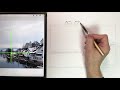 스위스 설경 그리기drawing a swiss snow scene 연필스케치 그림독학 여행드로잉