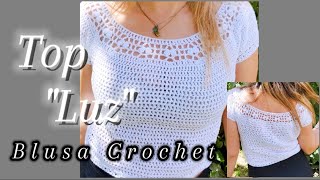 Tutorial paso a paso de top Luz, fresco y liviano ideal verano 🏖️#crochet #blusasdemoda