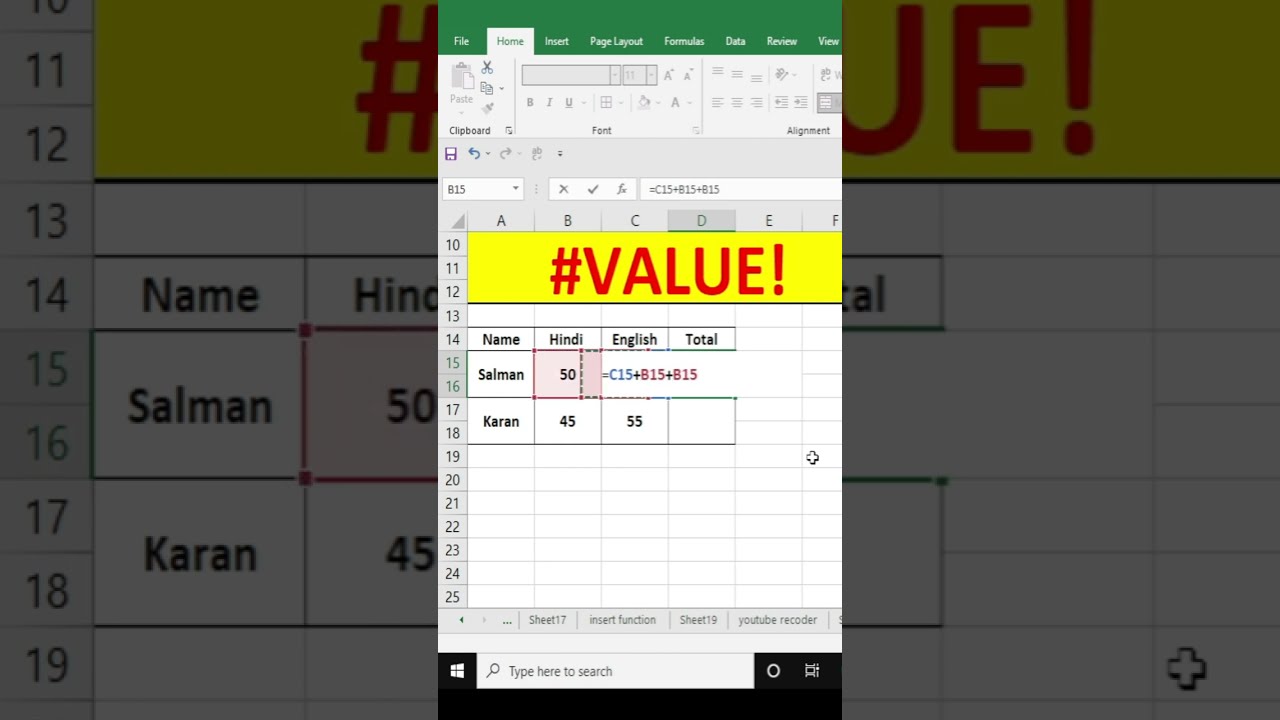 Excel me #value Error // Типы ошибок Excel me // Learning Master