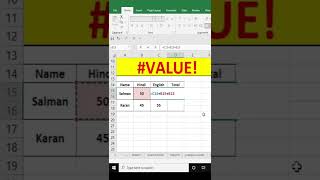 Excel me #value Error // Excel me types of error// Learning Master