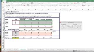 Solver Optimization Logistics Cost Minimization