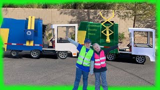 Toy Garbage and Recycling Trucks Clean Up A Huge Mess | Truck Video For Kids