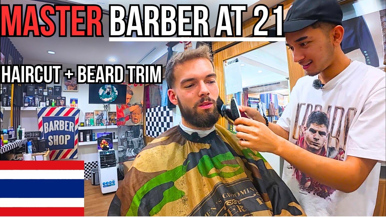 Only 2 Years Experience Thai Barber S Haircut Beard Trim Youtube