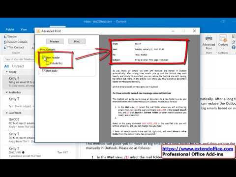 How to print email body only without header and usersame in Outlook