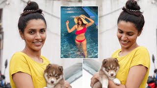 Actress Akshara Gowda Spotted With Husky Puppy at Hyderabad | Daily Culture
