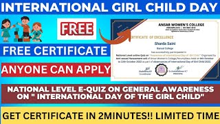 " International Day of the Girl Child" 2022 | International Girl Child Day 2022 Free Certificate