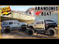 RC Rock Crawling Adventure: Trucks Find Abandoned Boat At The Lake