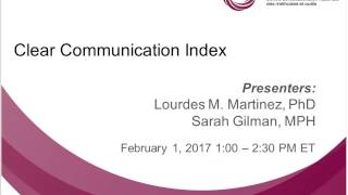 NCCMT Spotlight Webinar: Clear Communication Index