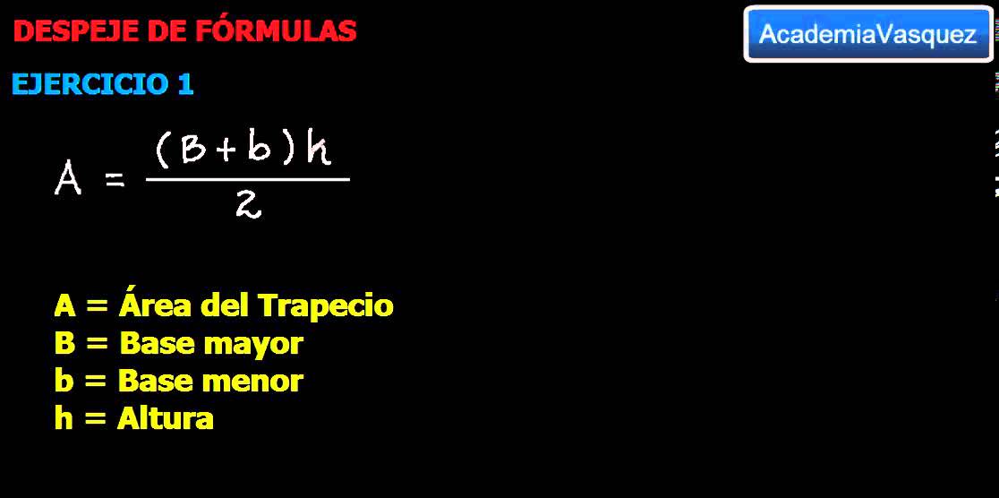 Despeje De Fórmulas, Ejercicio 1 - YouTube