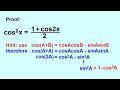 PreCalculus - Trigonometry: Trig Identities (31 of 57) Proof cos^2(x)=(1+cos2x)/2