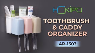 HOKIPO Self Adhesive Magic Sticker Series | Anti-dust Toothbrush Holder with 3 Cups (AR1503)