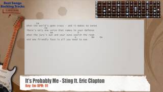 🎸 It's Probably Me - Sting ft. Eric Clapton Guitar Backing Track with chords and lyrics