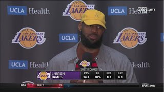 LeBron James Postgame Interview | Los Angeles Lakers Blowout Atlanta ...