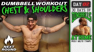 Home Dumbbell Chest/Shoulder Workout | 30 Days to Build Pecs, Delts & Trap Muscles - Dumbbells Only!