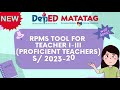 RPMS TOOL FOR TEACHER 1-3 PROFICIENT TEACHERS FOR SCHOOL YEAR 2023-2024