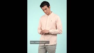 Stylistico Linen Plain Solid Pure Cotton Full Sleeves with Mandarin Neck Casual Shirt for Men's