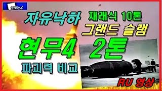 자유낙하 10톤 재래식 폭탄과 현무4 파괴력 비교