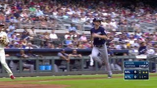 MIL@ATL: Santana scores Davies with sacrifice fly