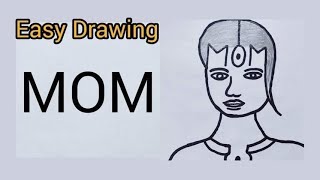 How to Draw Mother From Word MOM | Easy Mother's Drawing | Easy Dot Drawing