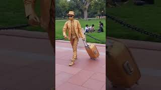 Indian Street Performer | Golden Boy Statue | Sculpture  Performer | Living Statue