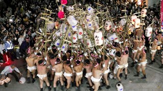 夜空に破ける「提灯練り」、男衆の熱気激しく　姫路・魚吹八幡の秋祭り宵宮