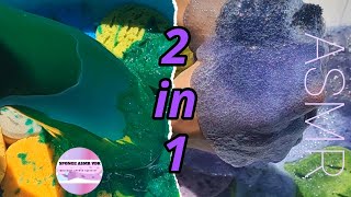 ASMR _ Squeezing in green \u0026 purple recycled mixes 💚💜