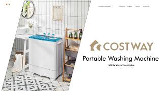 Costway 26lbs Portable Semi-Automatic Twin Tub Washing Machine with Drain Pump