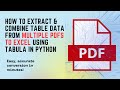 Combine and Extract multiple PDF tables to clean Excel Data using Tabula library of python