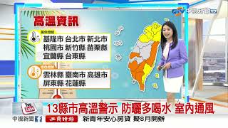 【李琹氣象報報】各地炎熱 高溫33-35度 東南部有焚風│中視晨間氣象 20230705