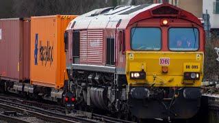 Title: Powerhouse on the Move! DB Cargo 66085 at Eastleigh 🚂🔥