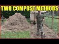 Two composting Methods  (Hay + Chickens + Manure) = Rich Soil