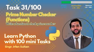 Function to Check Prime Number in Python | Task 31/100 - Learn Python programming with 100 tasks