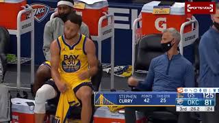 Stephen Curry Laughing As Kerr Wouldn’t Let Him Back In The Game To Breaks Klay' Record !