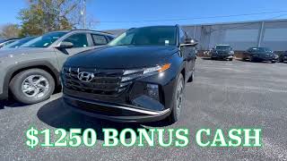 $1250 Bonus Cash available on 2024 Tucsons!