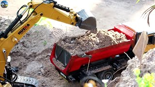 RC Construction building a road With RC Machines Excavator Truck Dozer