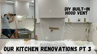 DIY Built-In Hood Vent Installation | Drywall Installation | Kitchen Renovation Pt 3