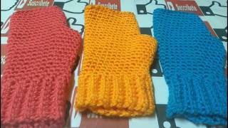 Mitones tejidos a crochet con punto bajo