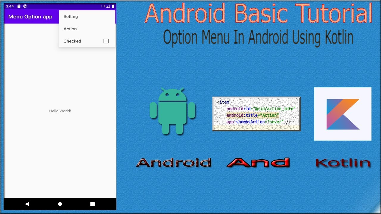 Option Menu In Android Using Kotlin - YouTube